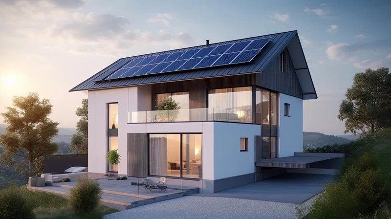 Panneaux solaires modernes sur une maison contemporaine